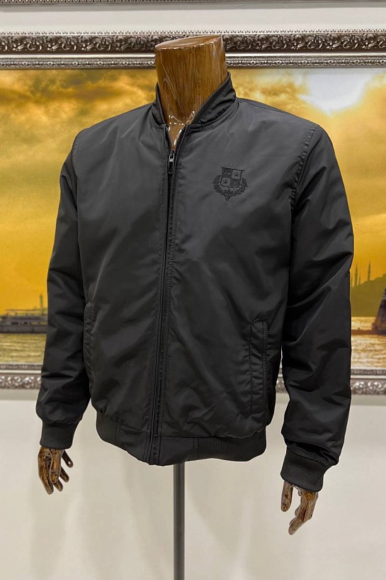 Мужской чёрный бомбер Loro Piana logo-embroidered