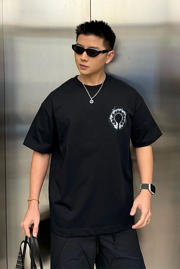 Чёрная оверсайз футболка Chrome Hearts Premium   