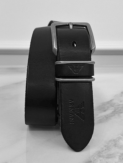 Мужской кожаный ремень Armani чёрного цвета   