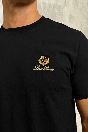 Футболка чёрного цвета Loro Piana logo-embroidered   