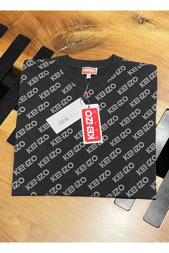 Чёрная футболка Kenzo monogram all-over