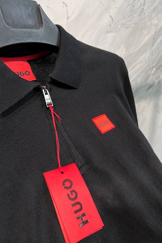 Мужское чёрное поло Hugo Boss classic badge