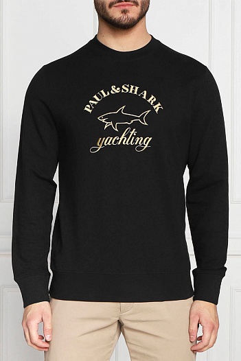 Мужской чёрный свитшот Paul & Shark logo-embroidered   