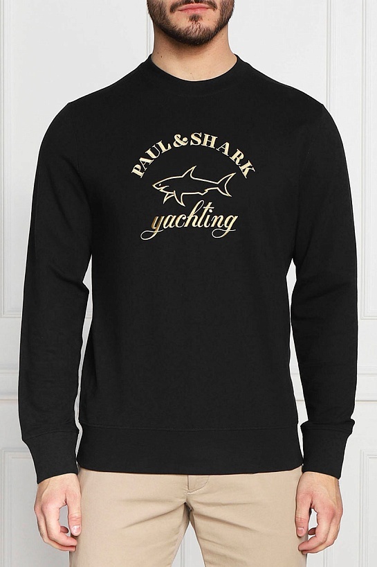 Мужской чёрный свитшот Paul & Shark logo-embroidered