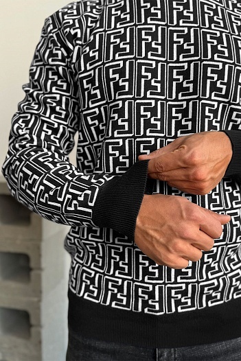 Чёрный джемпер Fendi FF Monogram   