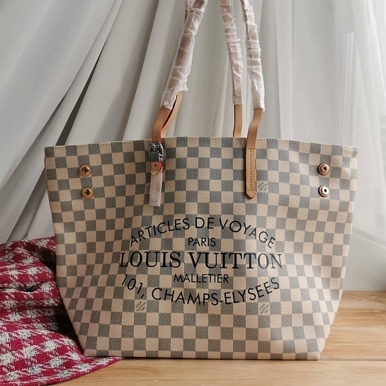 Женская кожаная сумка Louis Vuitton Neverfull Articles de Voyage 45x31 см (2 расцветки)
