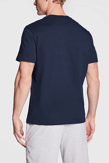 Мужская синяя футболка Lacoste logo-print   