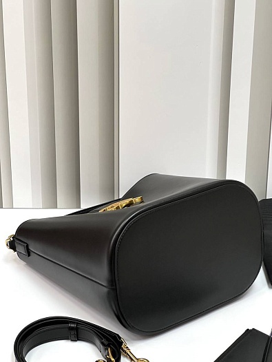 Женская кожаная сумка Celine Triomphe Louise Premium 23.5x24x16 см - Black   