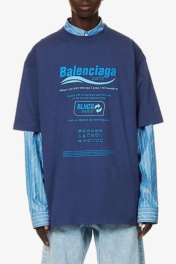 Оверсайз футболка Balenciaga Recycle - Blue   