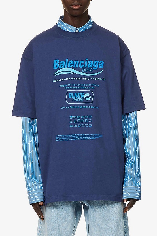 Оверсайз футболка Balenciaga Recycle - Blue