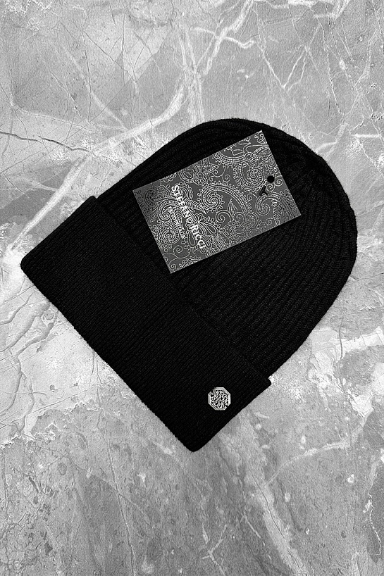 Шапка чёрного цвета Stefano Ricci logo-plaque