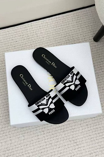 Женские чёрные шлёпанцы Dior Premium   
