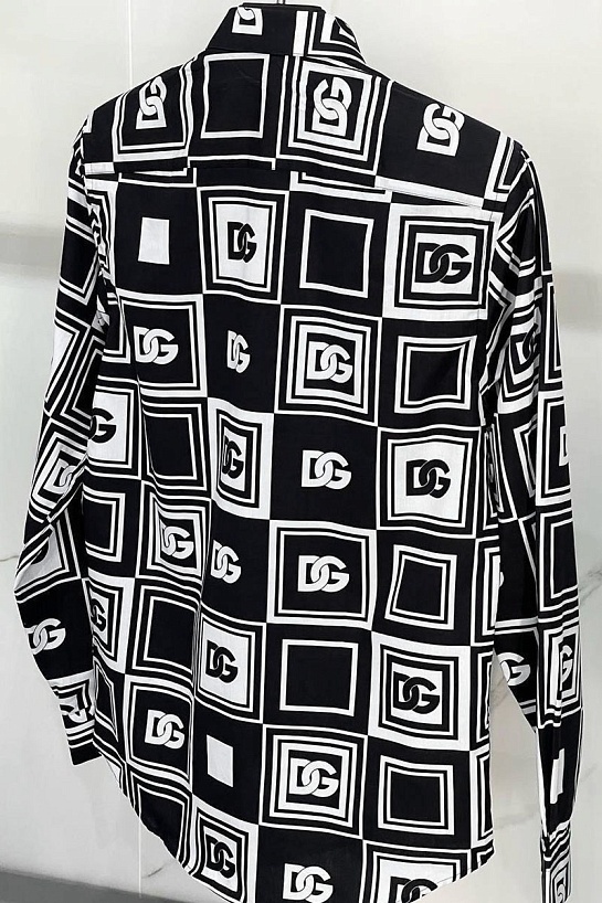Мужская рубашка Dolce&Gabbana чёрного цвета geometric logo-print
