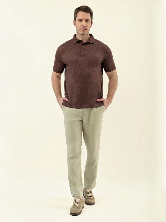 Мужское тёмно-коричневое поло Loro Piana premium
