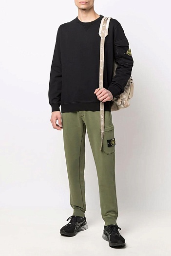 Чёрный свитшот Stone Island compass-patch crewneck   