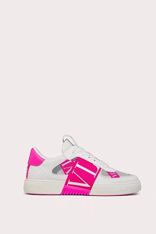 Женские комбинированные кроссовки Valentino "VLTN" - White / Pink