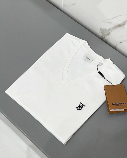 Белая футболка Burberry Monogram Motif V-neck   