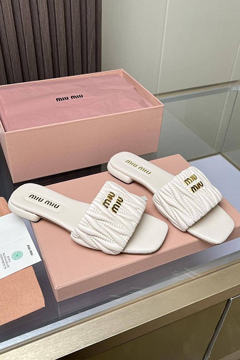 Женские шлёпанцы MIU MIU Premium - White   