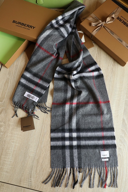 Шарф Burberry Check premium 168x30 см - Grey