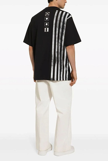 Мужская чёрная футболка Dolce & Gabbana stripe-print   