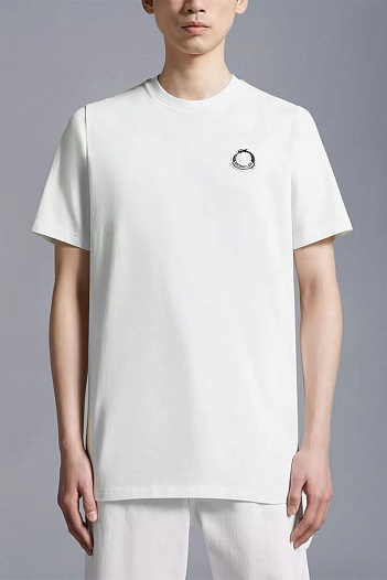 Мужская белая футболка Moncler Dragon patch   