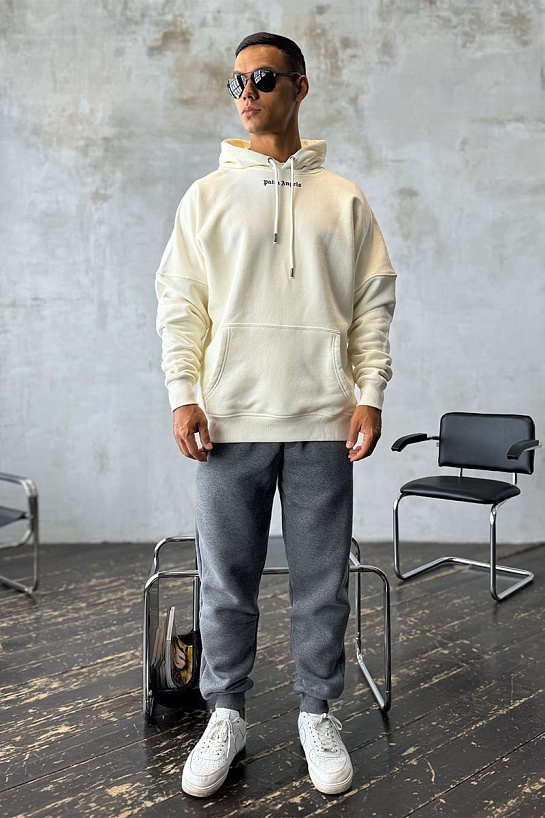 Утеплённое оверсайз худи Palm Angels Classic Logo - White