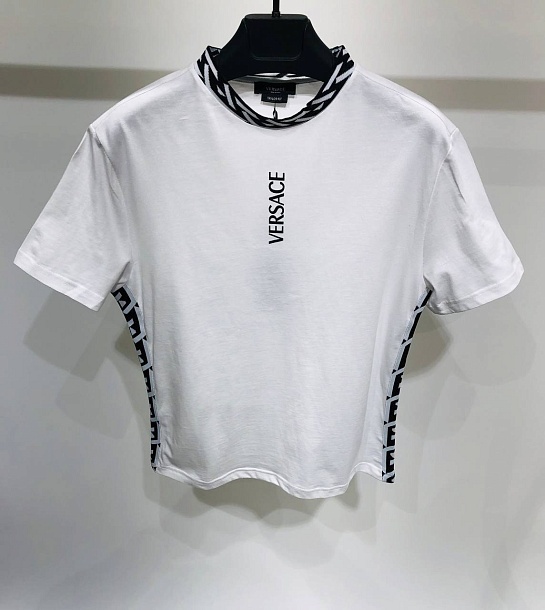Белая мужская футболка Versace La Greca trim
