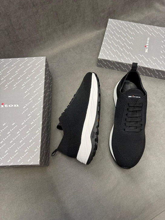 Текстильные кроссовки Kiton patterned-jacquard - Black