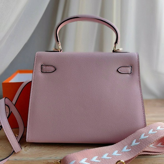Женская кожаная сумка Hermes Kelley 25x20 см - Pink   