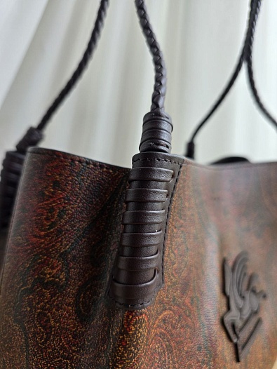 Кожаная сумка Etro с узором пейсли 38x23 см   