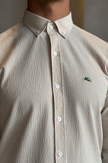Мужская бежевая рубашка Etro Pegasus logo   