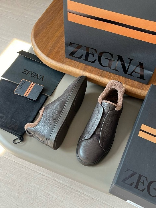 Кроссовки с мехом Ermenegildo Zegna Triple Stitch - Grey