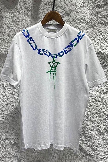 Оверсайз футболка Bottega Veneta chain print - White   