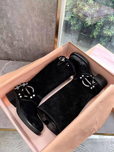 Женские замшевые сапоги MIU MIU Ankle Premium   