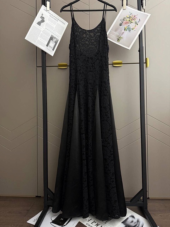 Женское чёрное платье на бретельках Schiaparelli premium