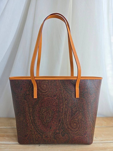Кожаная сумка Etro с узором пейсли 29x26 см   