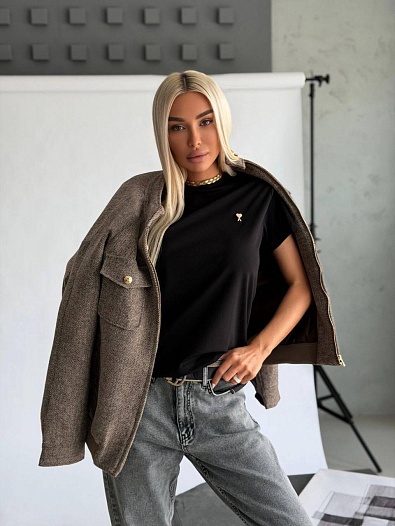 Женская базовая футболка Ami чёрного цвета premium   