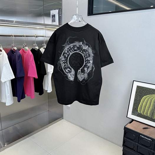 Чёрная оверсайз футболка Chrome Hearts Premium   