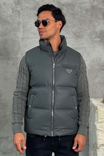 Мужской жилет Prada logo-plaque - Grey   