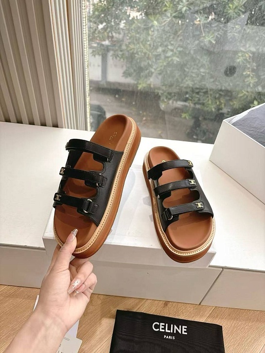 Женские шлёпанцы Celine Premium - Black
