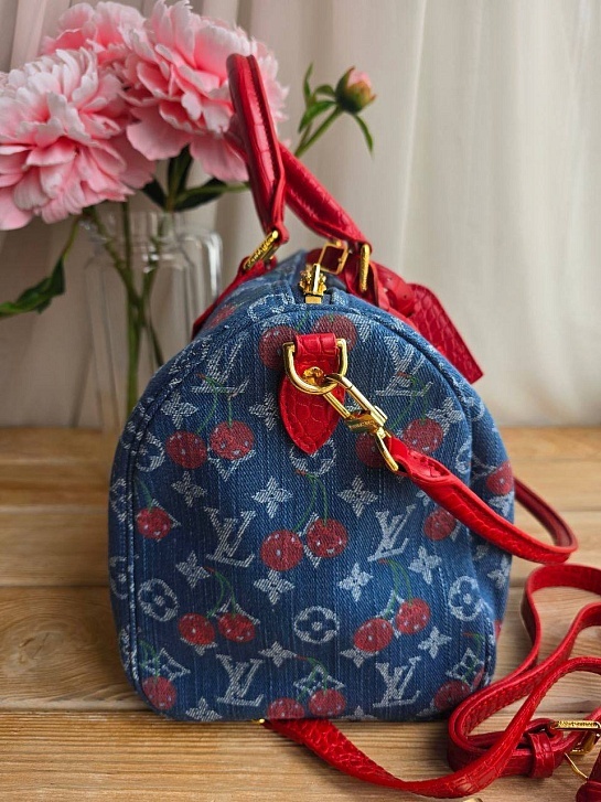 Сумка Louis Vuitton x Takashi Murakami Cherry Speedy Denim 30x22 см