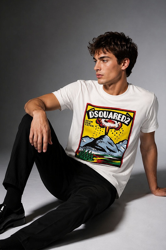 Белая футболка Dsquared2 Volcano Slouch