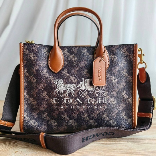 Женская сумка Coach Ace Tote 26 With Horse And Carriage Print 26x20 см (4 расцветки)