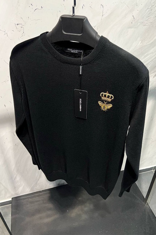 Чёрный джемпер Dolce&Gabbana bee crown embroidered