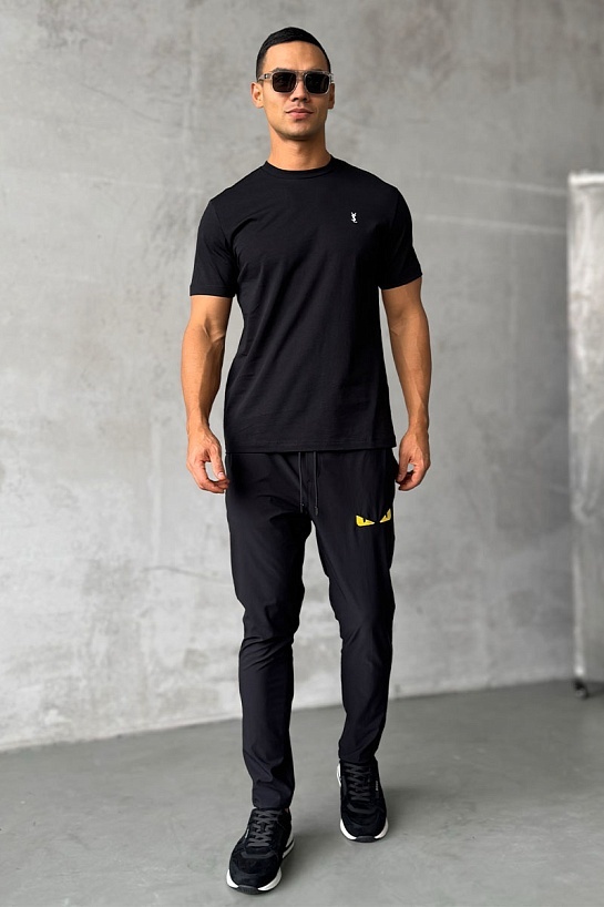Мужская футболка Yves Saint Laurent logo-embroidered - Black