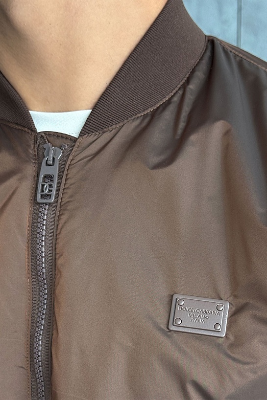 Мужской бомбер Dolce & Gabbana logo-plaque - Brown