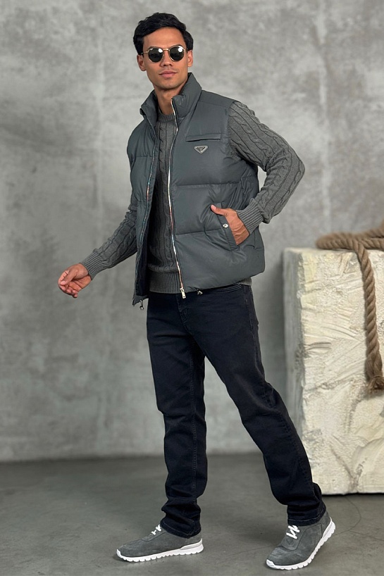 Мужской жилет Prada logo-plaque - Grey