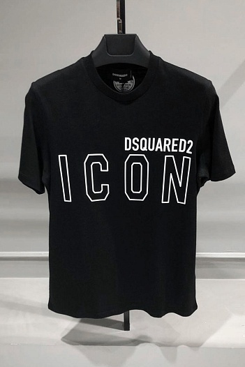 Мужская чёрная футболка Dsquared2 "ICON"   