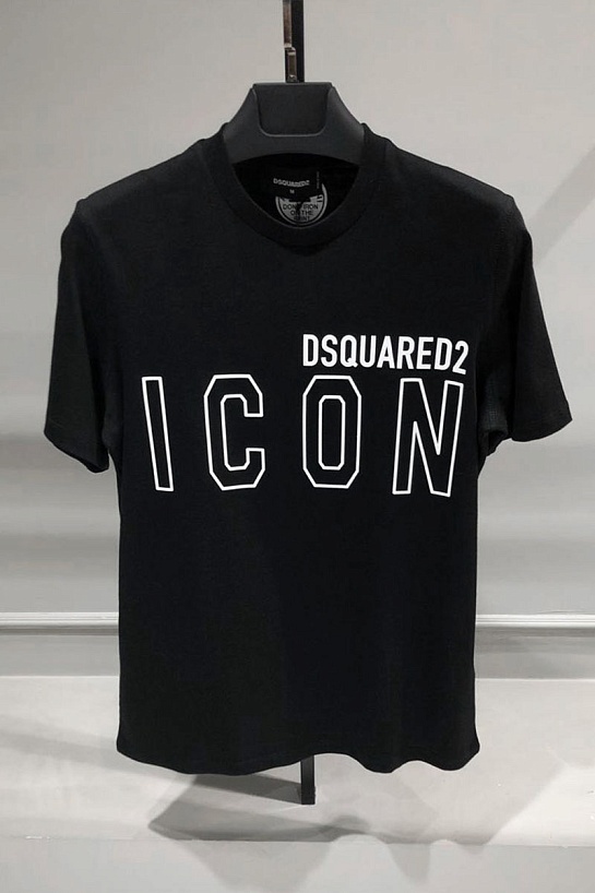 Мужская чёрная футболка Dsquared2 "ICON"