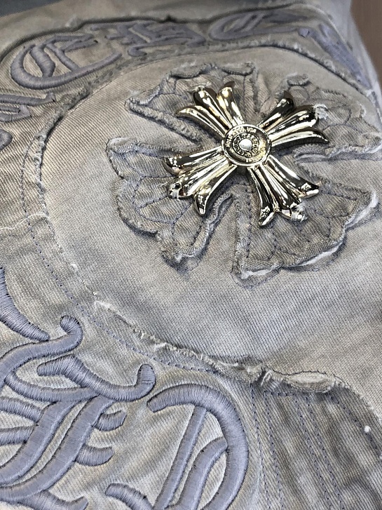 Серая оверсайз футболка Chrome Hearts Premium